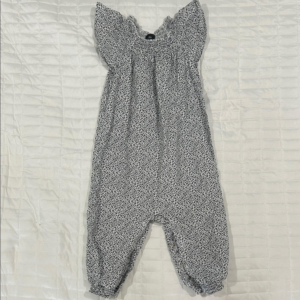 Something Navy Black and White Toddler Long Bubble